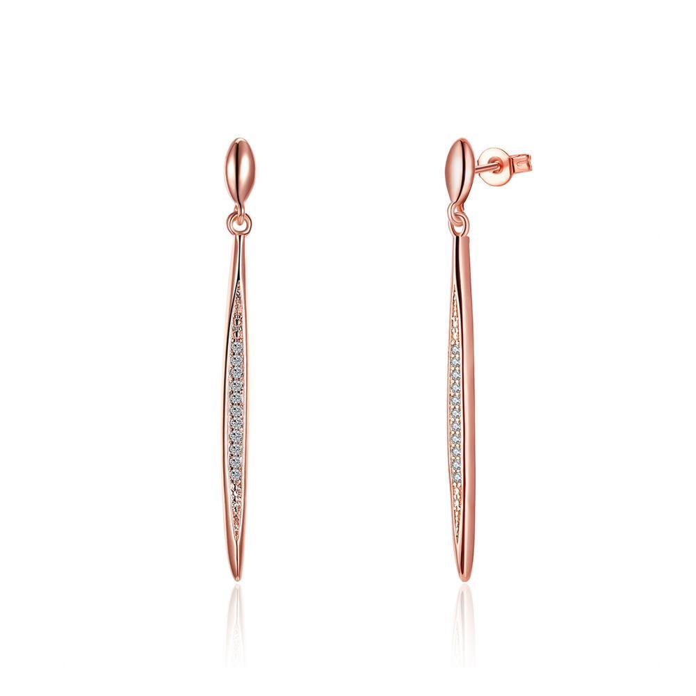 Simple Fashion Plated Rose Gold Geometric Lines Cubic Zircon Earrings - Glamorousky