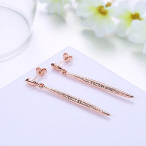 Simple Fashion Plated Rose Gold Geometric Lines Cubic Zircon Earrings - Glamorousky