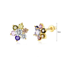 Load image into Gallery viewer, Fashion Delicate Plated Gold Flower Colored Cubic Zircon Stud Earrings - Glamorousky