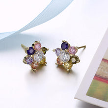 Load image into Gallery viewer, Fashion Delicate Plated Gold Flower Colored Cubic Zircon Stud Earrings - Glamorousky