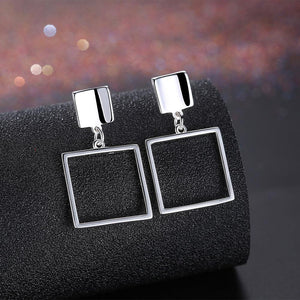 Fashion Simple Geometric Hollow Square Earrings - Glamorousky