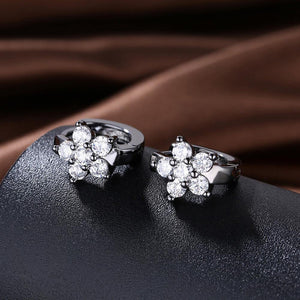 Fashion Elegant Flower Earrings with White Cubic Zircon - Glamorousky