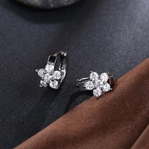 Fashion Elegant Flower Earrings with White Cubic Zircon - Glamorousky
