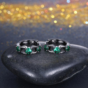 Fashion Elegant Geometric Earrings with Green Cubic Zircon - Glamorousky