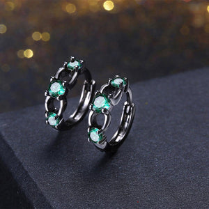 Fashion Elegant Geometric Earrings with Green Cubic Zircon - Glamorousky
