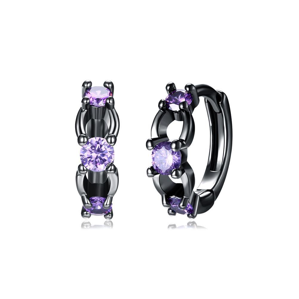 Fashion Elegant Geometric Earrings with Purple Cubic Zircon - Glamorousky