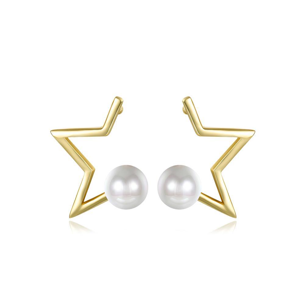 Fashion Simple Plated Gold Star Fashion Pearl Stud Earrings - Glamorousky