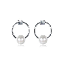 Load image into Gallery viewer, Fashion Simple Geometric Round Pearl Earrings with Cubic Zircon - Glamorousky