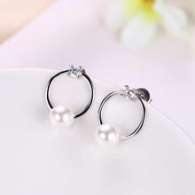 Load image into Gallery viewer, Fashion Simple Geometric Round Pearl Earrings with Cubic Zircon - Glamorousky