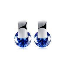 Load image into Gallery viewer, Simple and Fashion Geometric Round Blue Cubic Zircon Stud Earrings - Glamorousky