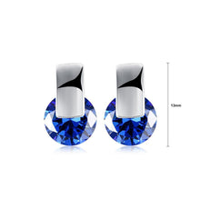 Load image into Gallery viewer, Simple and Fashion Geometric Round Blue Cubic Zircon Stud Earrings - Glamorousky