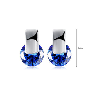 Simple and Fashion Geometric Round Blue Cubic Zircon Stud Earrings - Glamorousky