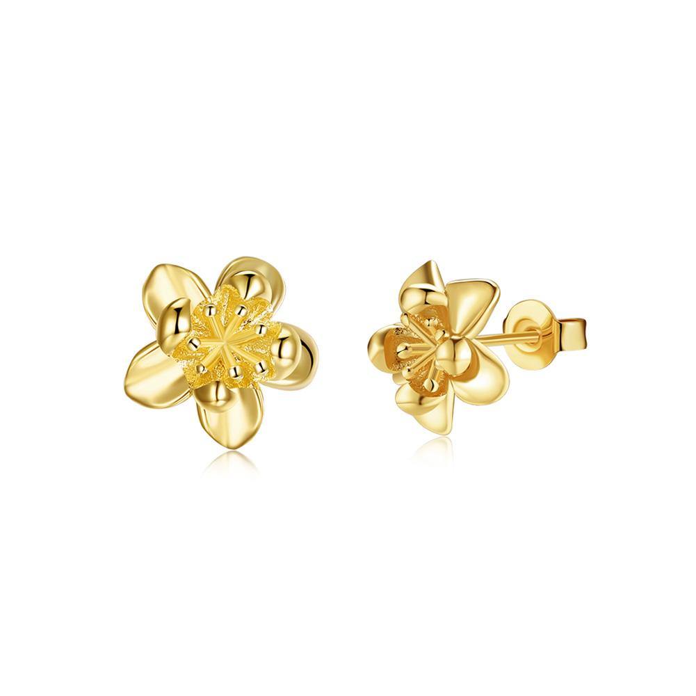 Fashion Elegant Plated Gold Flower Stud Earrings - Glamorousky