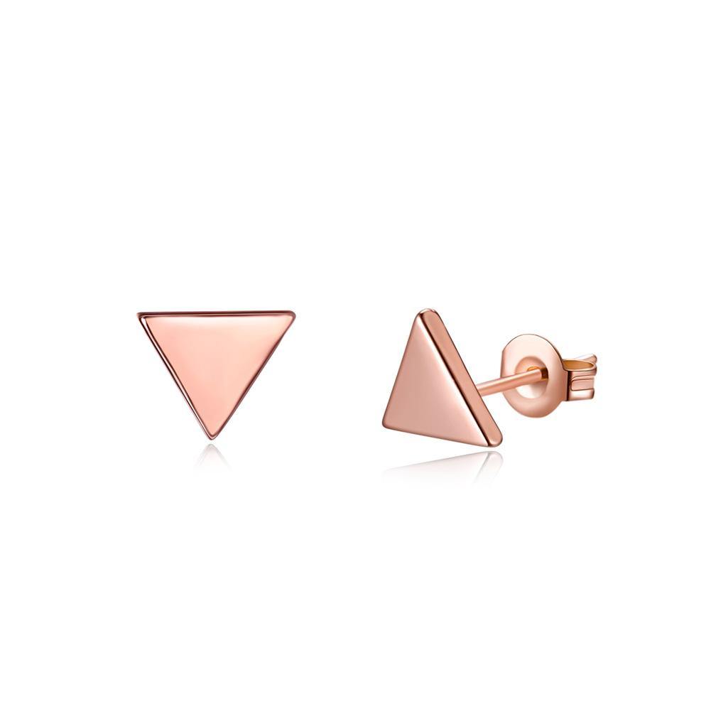 Simple Plated Rose Gold Geometric Triangle Stud Earrings - Glamorousky