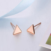 Load image into Gallery viewer, Simple Plated Rose Gold Geometric Triangle Stud Earrings - Glamorousky
