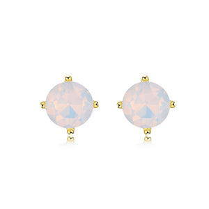 Simple and Fashion Plated Gold Round Austrian Element Crystal Stud Earrings - Glamorousky