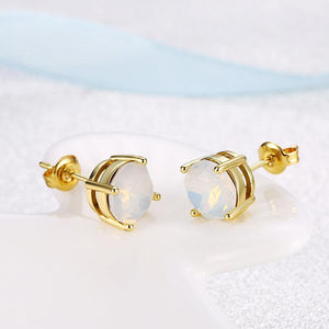 Simple and Fashion Plated Gold Round Austrian Element Crystal Stud Earrings - Glamorousky
