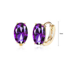 Load image into Gallery viewer, Elegant and Fashion Plated Champagne Geometric Oval Purple Cubic Zircon Earrings - Glamorousky