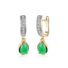 Load image into Gallery viewer, Elegant Romantic Geometric Round Green Cubic Zircon Earrings - Glamorousky