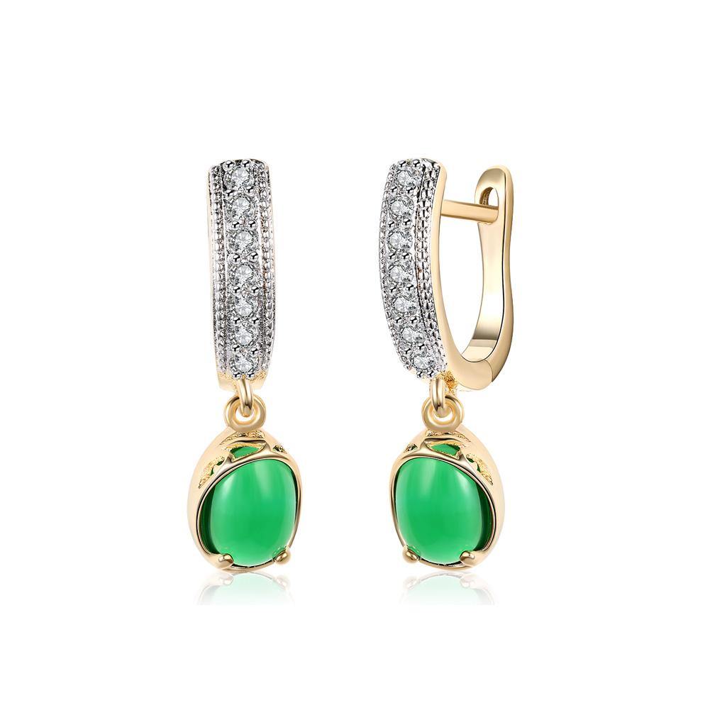 Elegant Romantic Geometric Round Green Cubic Zircon Earrings - Glamorousky