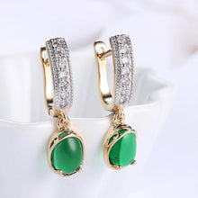 Load image into Gallery viewer, Elegant Romantic Geometric Round Green Cubic Zircon Earrings - Glamorousky