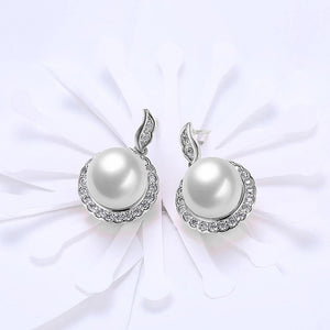 Elegant and Fshion Geometric Round Pearl Stud Earrings - Glamorousky