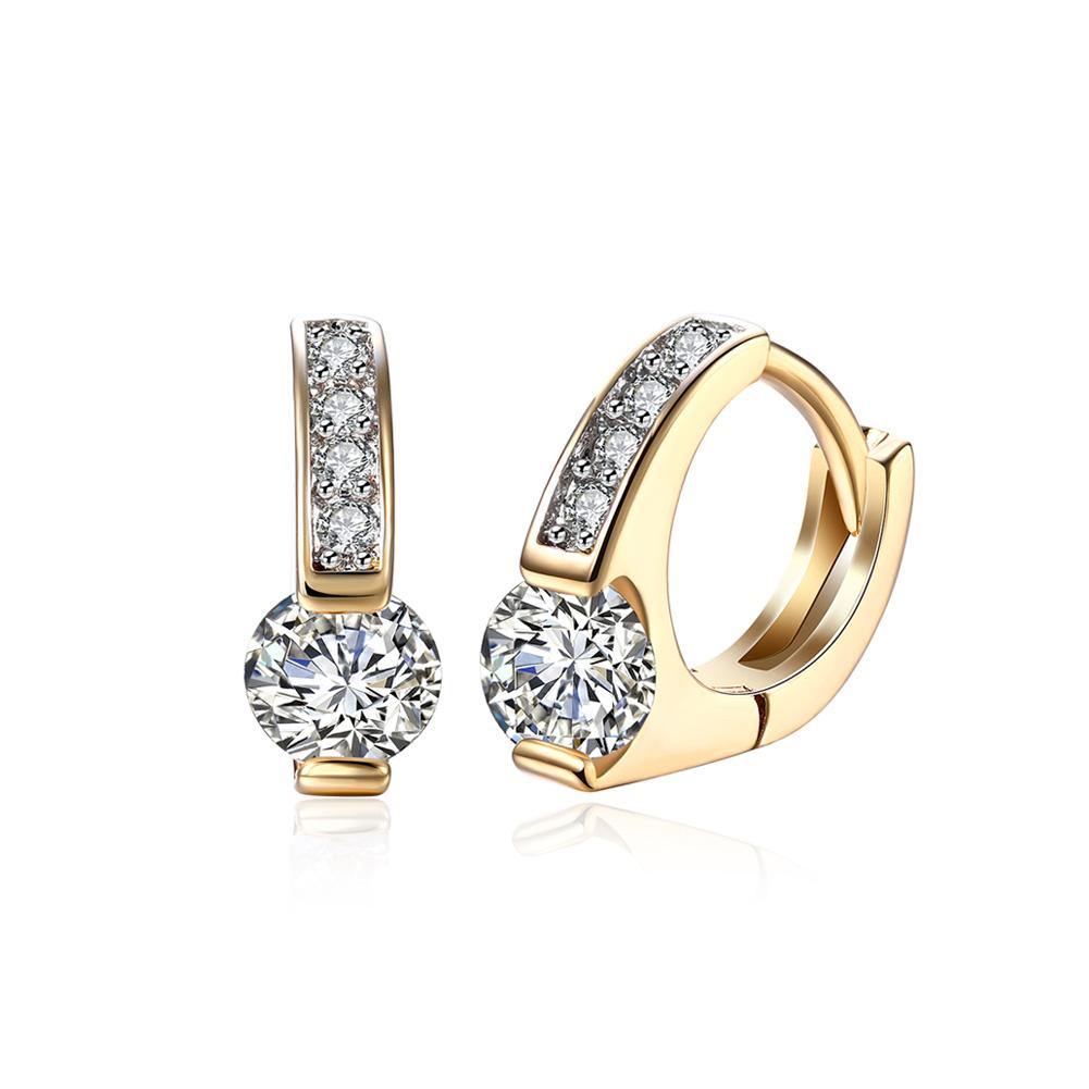Elegant Romantic Plated Champagne Geometric Cubic Zircon Earrings - Glamorousky