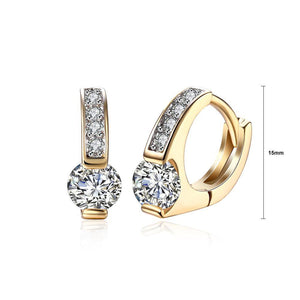 Elegant Romantic Plated Champagne Geometric Cubic Zircon Earrings - Glamorousky