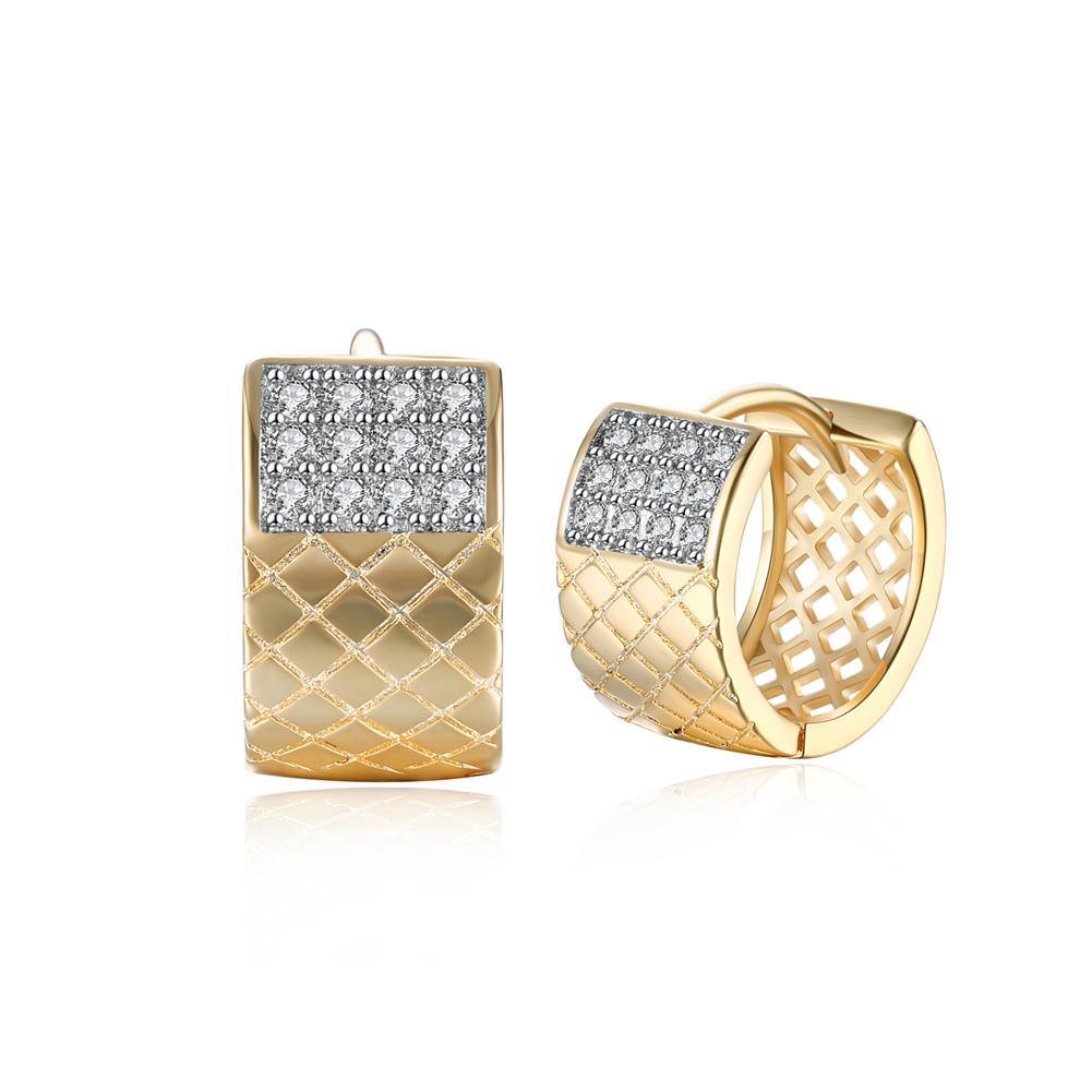 Elegant and Sparkling Plated Champagne Gold Geometric Cubic Zircon Earrings - Glamorousky