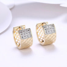 Load image into Gallery viewer, Elegant and Sparkling Plated Champagne Gold Geometric Cubic Zircon Earrings - Glamorousky