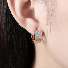 Load image into Gallery viewer, Elegant and Sparkling Plated Champagne Gold Geometric Cubic Zircon Earrings - Glamorousky