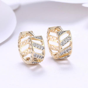 Fashion Elegant Plated Rose Gold Geometric Openwork Cubic Zircon Earrings - Glamorousky