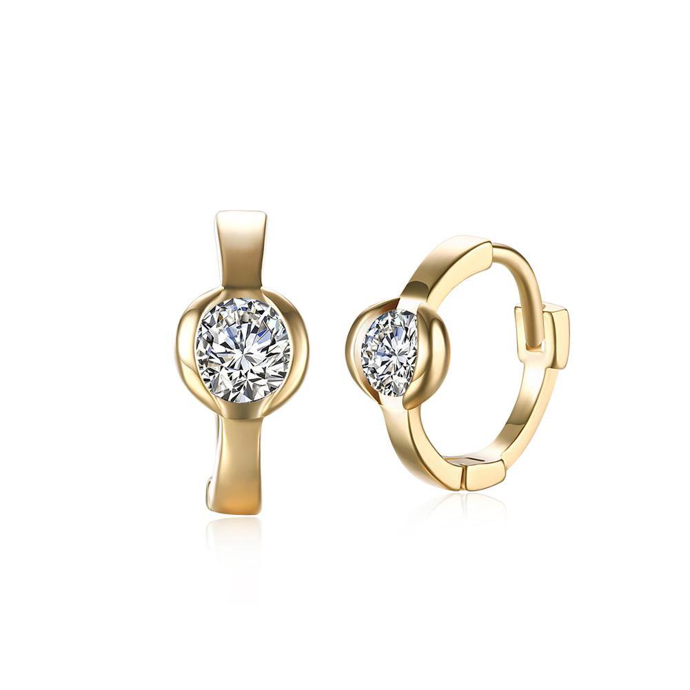 Fashion Simple Plated Champagne Geometric Cubic Zircon Earrings - Glamorousky