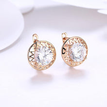 Load image into Gallery viewer, Fashion Elegant Plated Champagne Geometric Openwork Round Cubic Zircon Earrings - Glamorousky