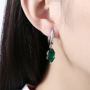 Fashion Simple Geometric Oval Green Cubic Zircon Earrings