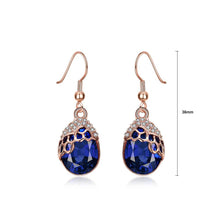Load image into Gallery viewer, Fashion Elegant Plated Rose Gold Geometric Earrings with Blue Austrian Element Crystal - Glamorousky