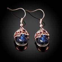 Load image into Gallery viewer, Fashion Elegant Plated Rose Gold Geometric Earrings with Blue Austrian Element Crystal - Glamorousky