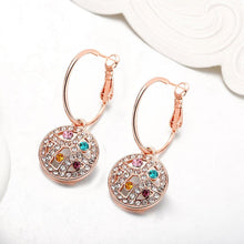 Load image into Gallery viewer, Fashion Plated Rose Gold Geometric Openwork Round Earrings with Austrian Element Crystal - Glamorousky