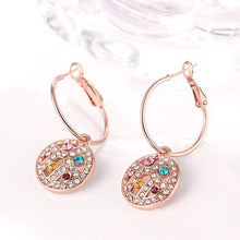 Load image into Gallery viewer, Fashion Plated Rose Gold Geometric Openwork Round Earrings with Austrian Element Crystal - Glamorousky