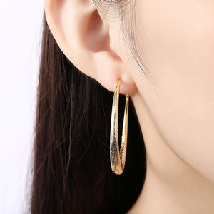 Simple and Fashion Plated Gold Geometric Circle Earrings - Glamorousky