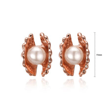 Load image into Gallery viewer, Elegant Fashion Plated Rose Gold Pearl Shell Stud Earrings - Glamorousky