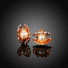 Load image into Gallery viewer, Elegant Fashion Plated Rose Gold Pearl Shell Stud Earrings - Glamorousky