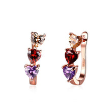 Load image into Gallery viewer, Fashion Plated Romantic Rose Gold Tricolor Heart Shaped Cubic Zircon Stud Earrings - Glamorousky