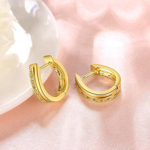 Fashion Simple Plated Gold Single Row Cubic Zircon Geometric Stud Earrings - Glamorousky