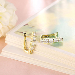 Fashion Elegant Plated Gold Geometric Cubic Zirconia Stud Earrings - Glamorousky