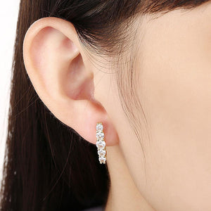 Fashion Elegant Plated Gold Geometric Cubic Zirconia Stud Earrings - Glamorousky
