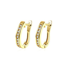Load image into Gallery viewer, Fashion Simple Plated Gold Geometric Cubic Zirconia Stud Earrings - Glamorousky