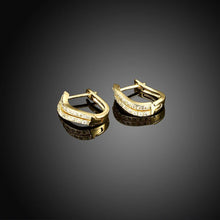 Load image into Gallery viewer, Fashion and Elegant Plated Gold Double Row Cubic Zircon Geometric Earrings - Glamorousky