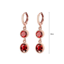 Load image into Gallery viewer, Fashion Simple Plated Rose Gold Geometric Round Red Cubic Zircon Earrings - Glamorousky