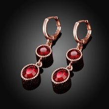 Load image into Gallery viewer, Fashion Simple Plated Rose Gold Geometric Round Red Cubic Zircon Earrings - Glamorousky